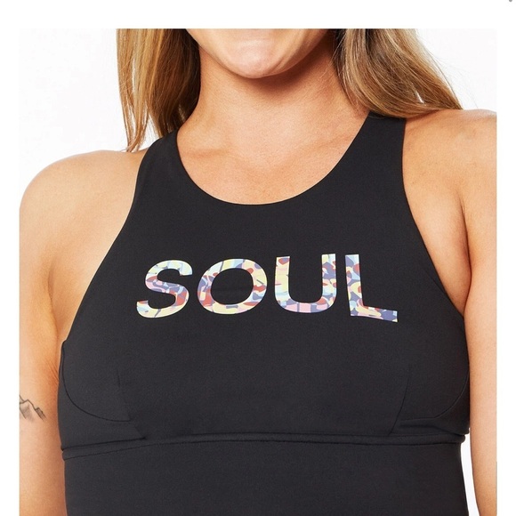 lululemon athletica Black Sports Bra with Multicolor Lettering - Picture 2 of 4